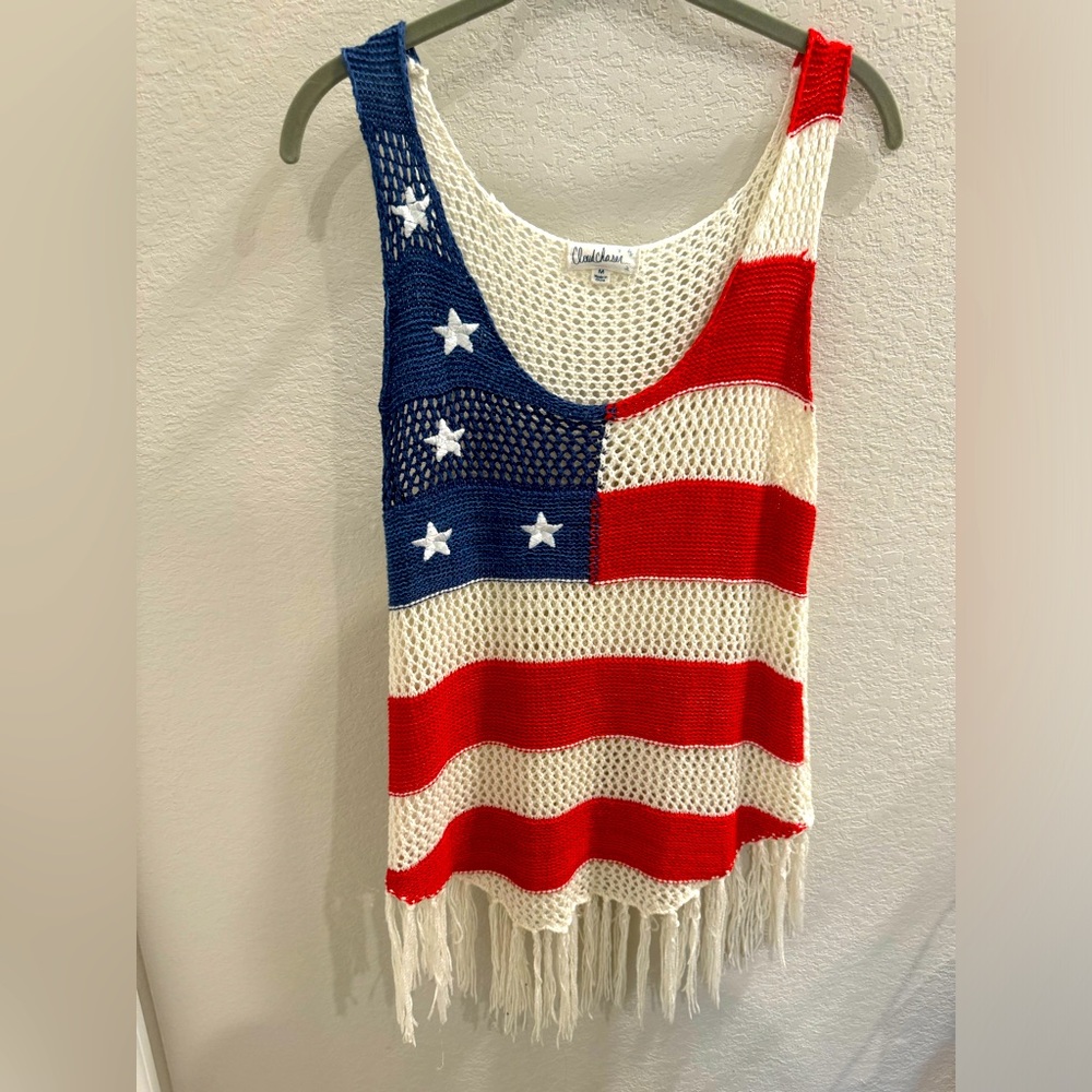 Knitted American Flag Tank Top